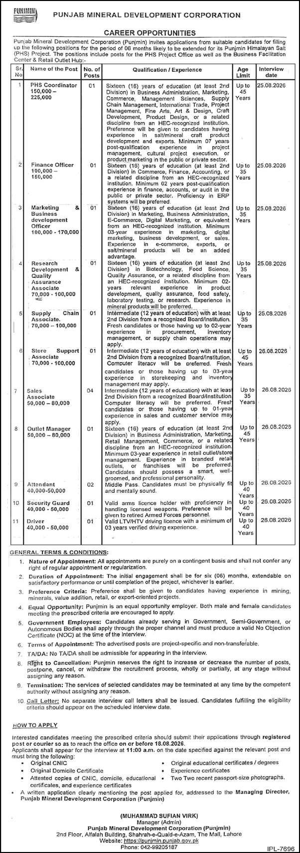 Punjab Mineral Development Corporation Jobs